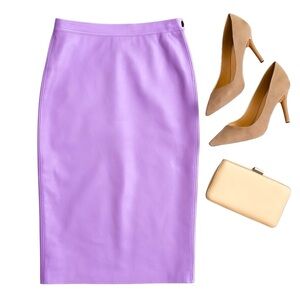 Ungaro Parallele Lavender Leather Pencil Skirt Size 8 Made in Italy in EUC